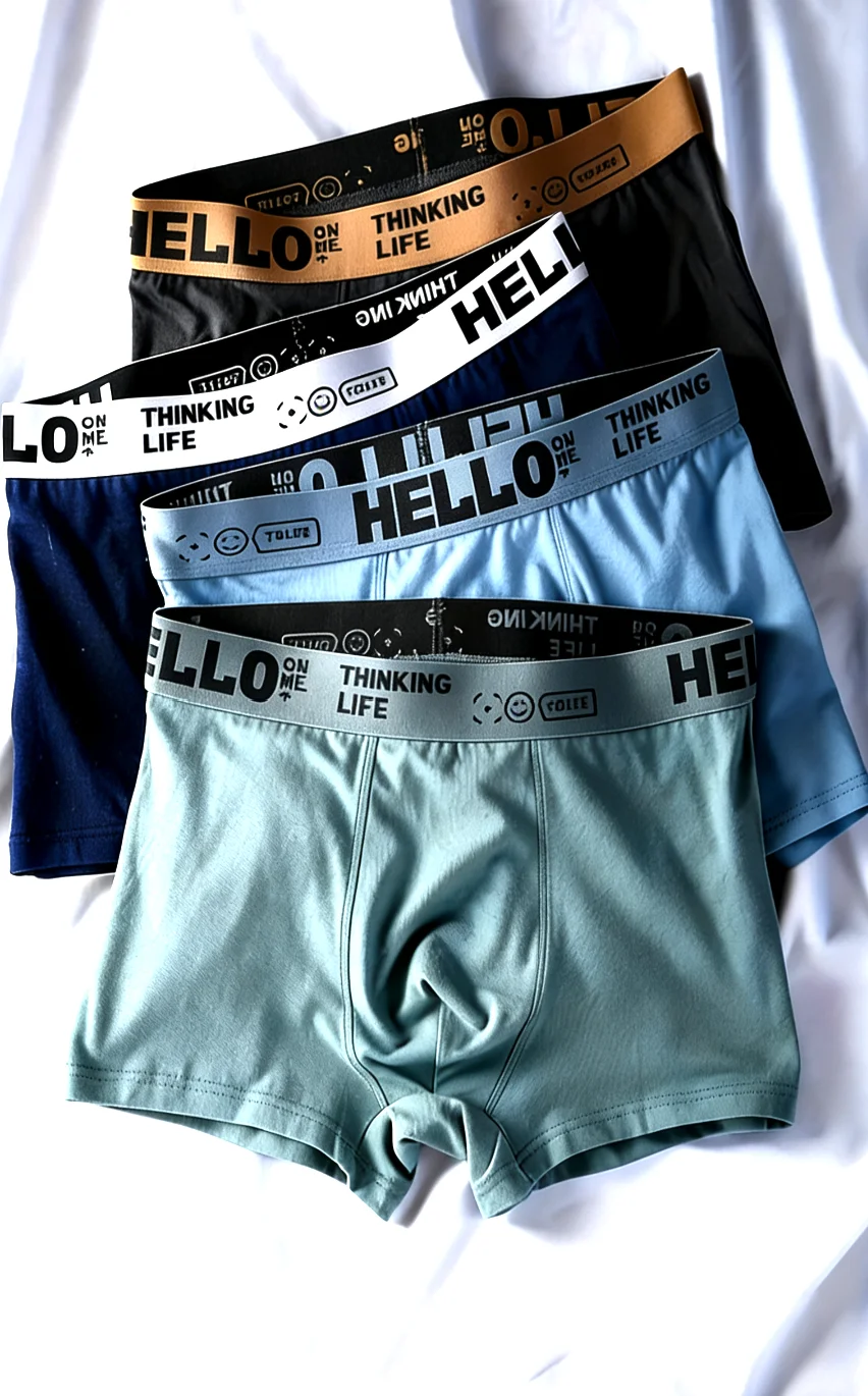 

Мужские трусы-боксеры HELLO, приятные для кожи, случайные цвета, выбор количества, высокоэластичные и дышащие