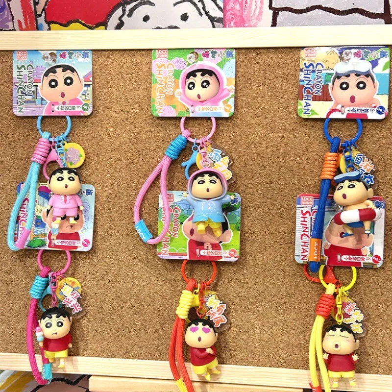 

Bandai Crayon Shin-Chan Keychain Anime Figures Shin Chan's Daily Bag Pendant Cartoon Car Key Chain Accessories Kids Toys Gift