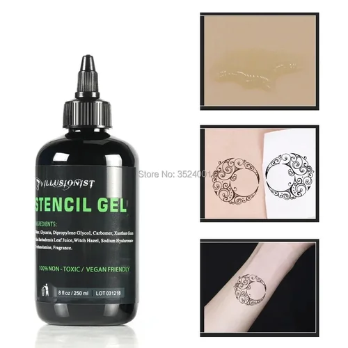 Imagen 2 del producto Plantilla de tatuaje profesional, gel mágico, fotocopiadora térmica, crema de transferencia, pintura corporal, gel de plantilla, 30 ml, 125 ml, 250 ml