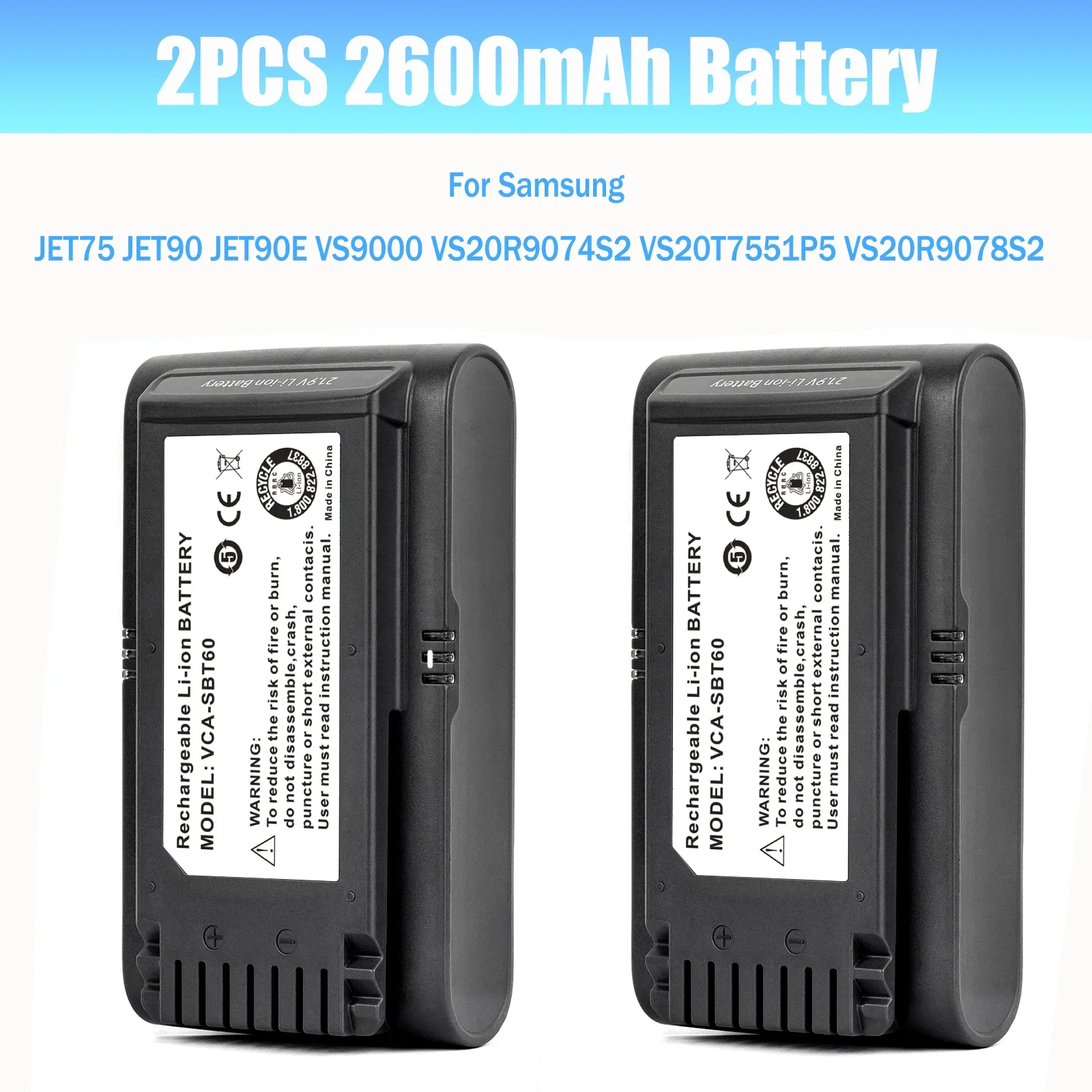 Hoge Capaciteit 5000mAh VCA-SBT90 Stofzuiger Batterij voor Samsung JET75 JET90 JET90E VS9000 VS20R9074S2 VS20T7551P5 VS20R9078S2