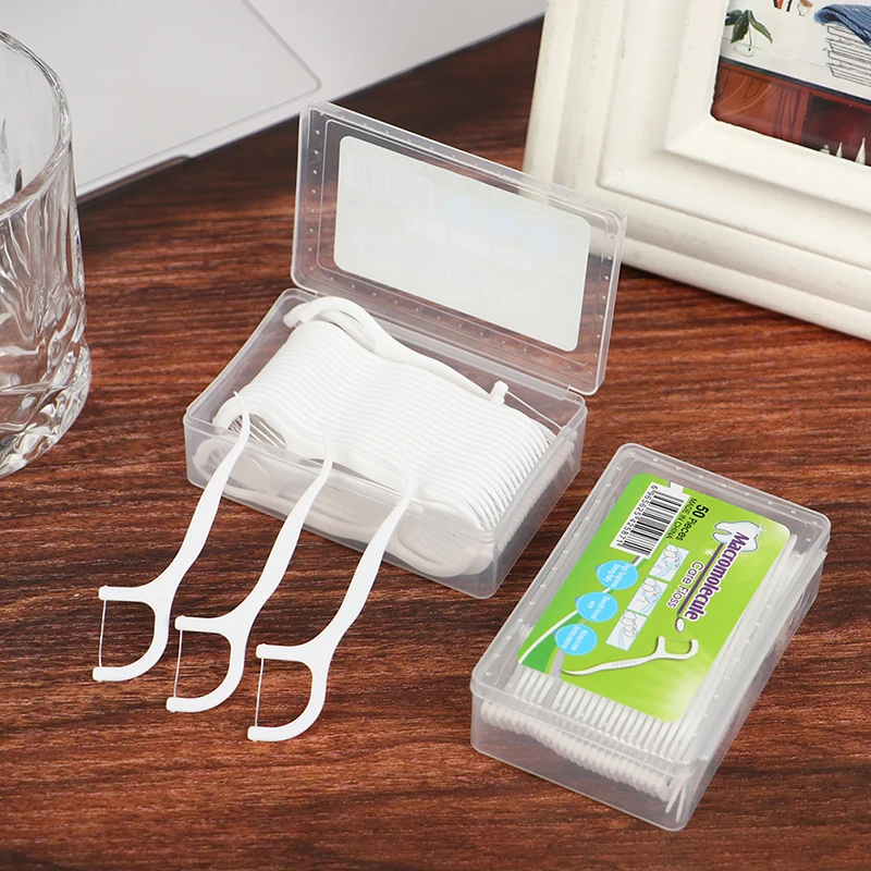 50 قطعة من خيط تنظيف الأسنان، اختيار تنظيف الأسنان بين الأسنان، العناية بصحة الفم #1