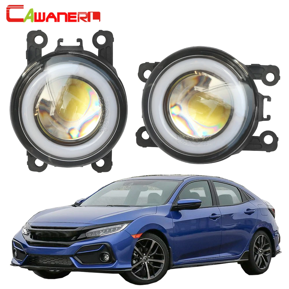 2 X 30W Angel Eye Fog Light Car Front Bumper LED COB Fog Daytime Running Lamp DRL For Honda Civic 2016-2021 (Including Type R)