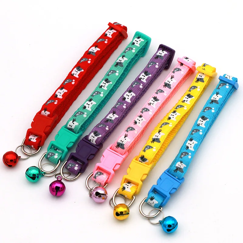 Pet Accessories Dog Cat Collar Bell Colorful Cats Pattern Adjustable Collars For Puppy Kitten DIY Small Animal