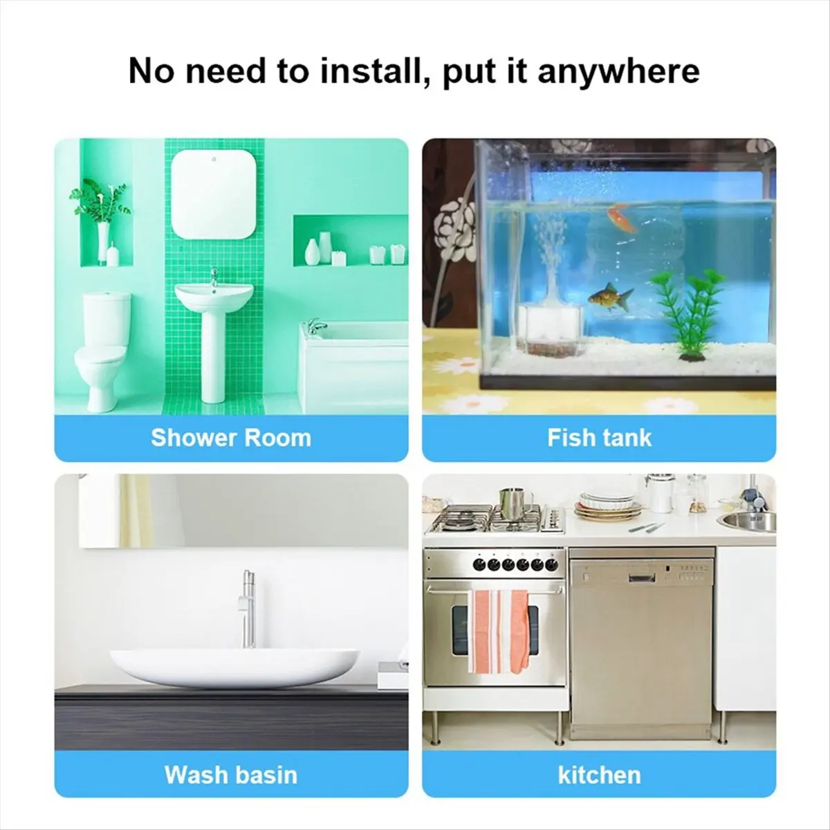 AAAE Water Sensor 90dB Alarm Water Leak Detector Alert Monitoring of Leaks and Drip Alarm for Kitchen Bathroom Basemen