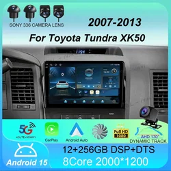 Car Radio Android 15 For Toyota Tundra XK50 2007-2013 Sequoia XK60 2008-2017 Multimedia Video Player Navigation Stereo GPS Audio