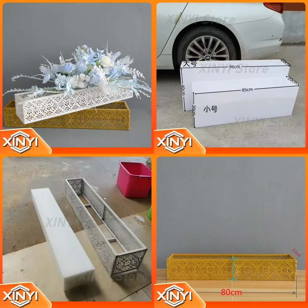 Flower Arrangement Shelf for Wedding Props Wrought Iron Grid Flower Groove Stage Decoration Road Guide Foam Board Simulation