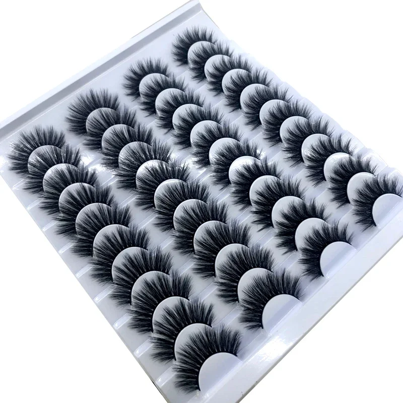 AMSDCN brandneue 16/20 Paar 100% Nerz-Wimpern, natürlich verlängernde, flauschige und geschwungene, dicke künstliche Wimpern