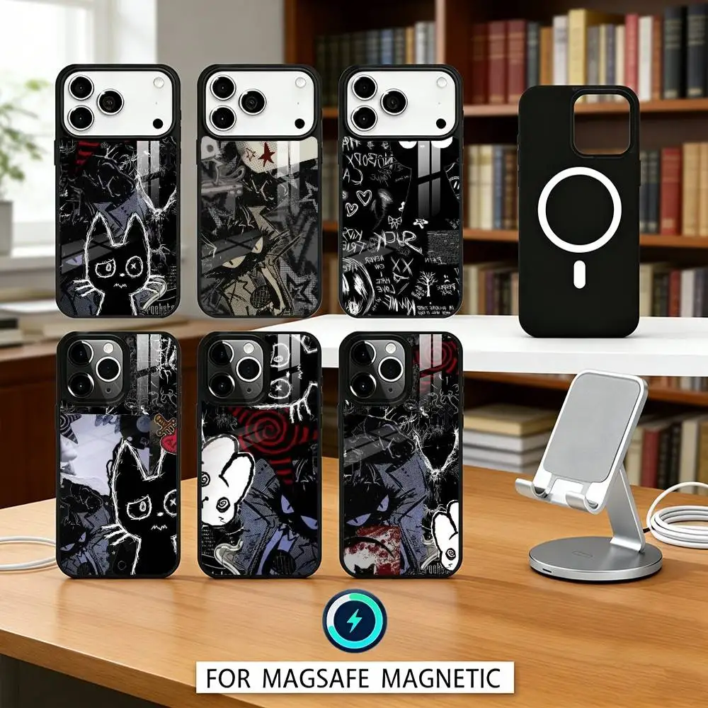 

Cool Graffiti Cat Phone Case For iPhone17,16,15,14,13,12,Pro,Max,Magnetic For Magsafe Wireless Charging