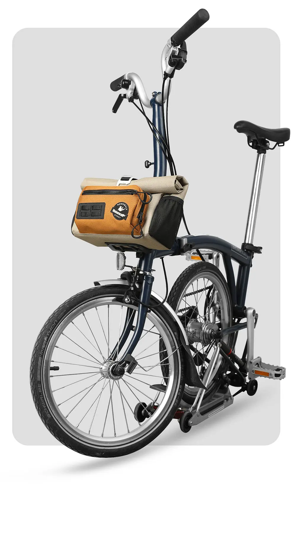 Rhinowalk Fahrrad-Lenkertasche, Schnellverschluss, mit Regenschutz, Schultergurt für Brompton Faltrad, Schultertasche, urbanes Radfahren – Detail 19