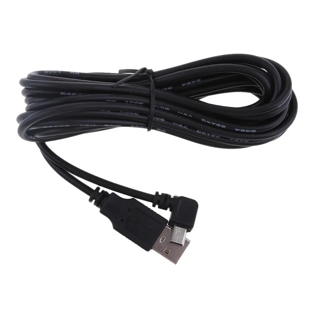 5V 2A Mini USB Charger Cable 90 Degree Left for Phone Mp3/4 DVR Charging 3.5M