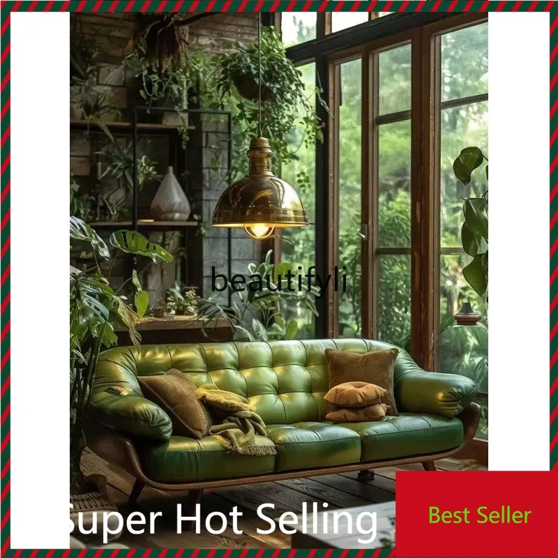 Leather sofa pull point craft modern cowhide sofa villa living room sofa bed