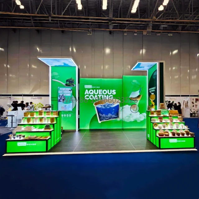 20x20 Modular Hybrid Type Exhibit Booth With 3 Tier Trade Show Display Table Exhibition Booth Design for Pack Expo