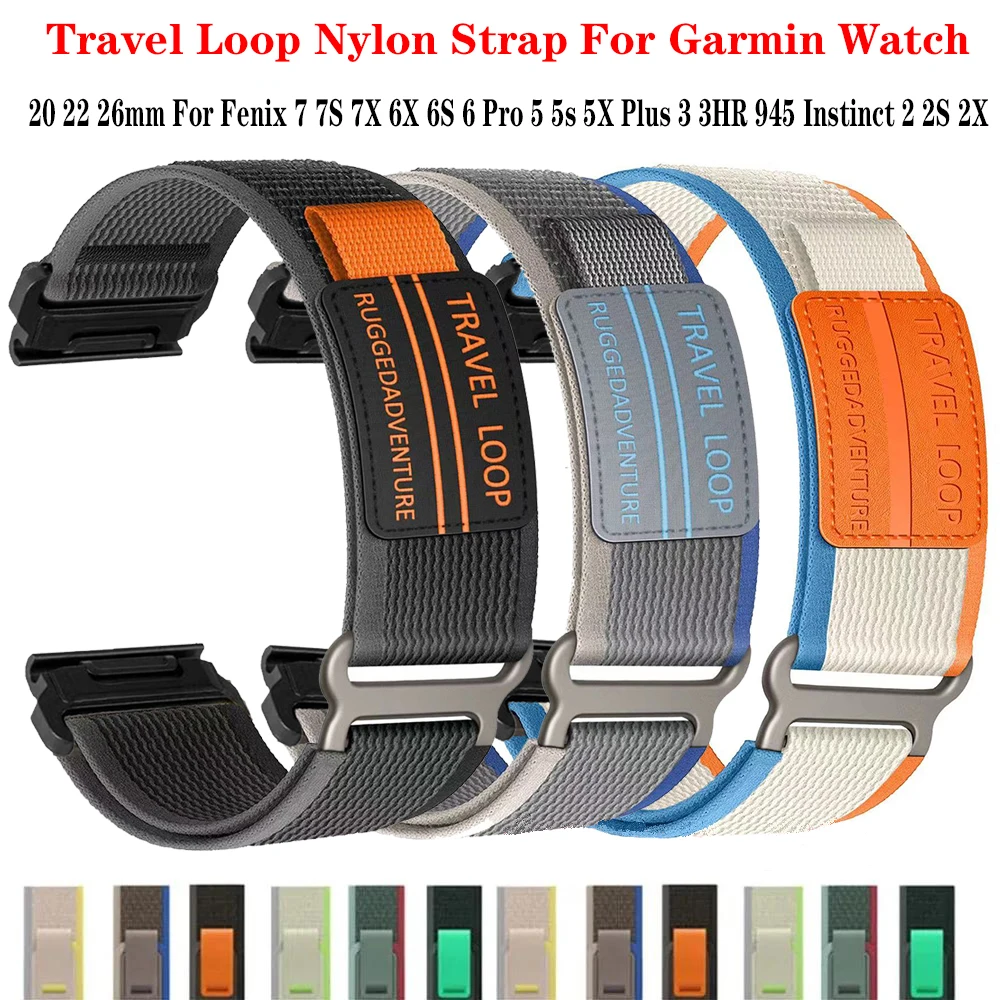 QuickFit 20 22 26 mm Nylon Strap For Garmin Fenix 7 7X 6X 6s Pro/Epix Pro Gen 2 51mm 47mm/Fenix6 5s 5Plus 5XPlus Loop Watchband