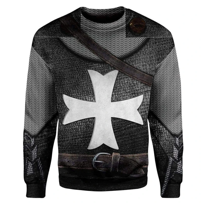 Medieval Knight Armor Graphic Sweater Male Clothing Vintage 3D Print Armour Fan Cosplay Sweaters Fashion Streetwear Sweatshirts