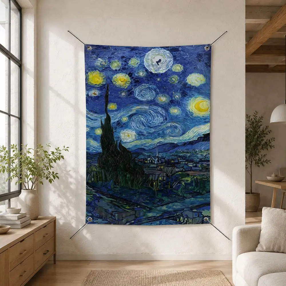 Van G-Gogh Painting Flags Custom Camping Outdoor Garden Room Bedroom Decor Party Backdrops Wall Art Family Gifts