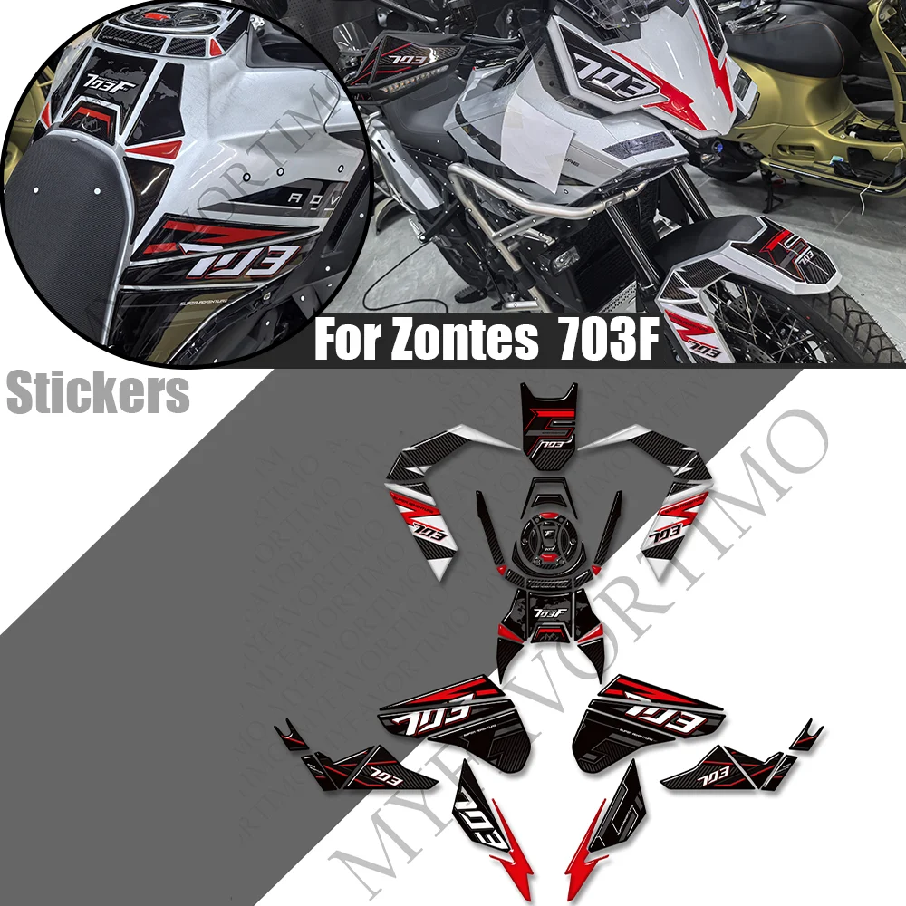 

For Zontes ZT703-F Adventure Tank Pad Cap Protection Front Mudguard Fender Stickers Handguard Handshield Decals ZT 703F ZT-703F
