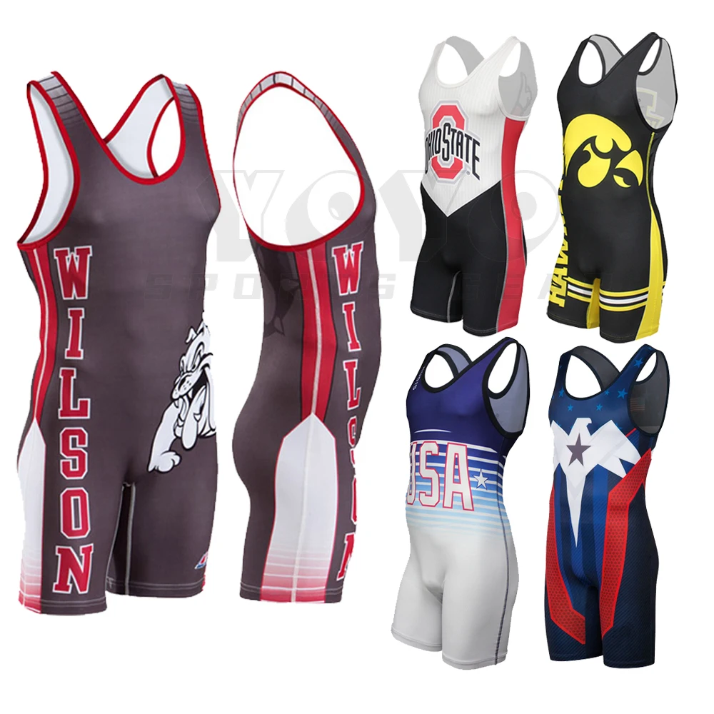 Wresgling Singlet USA Triathlon One Piece Cycling Bodysuit Iron Men Summer Swimwear Gym Sports Clothing Fitness Running Wear