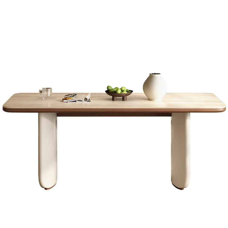 

Medieval style cave stone slate dining table and chairs for small household light luxury modern simple solid wood rice table