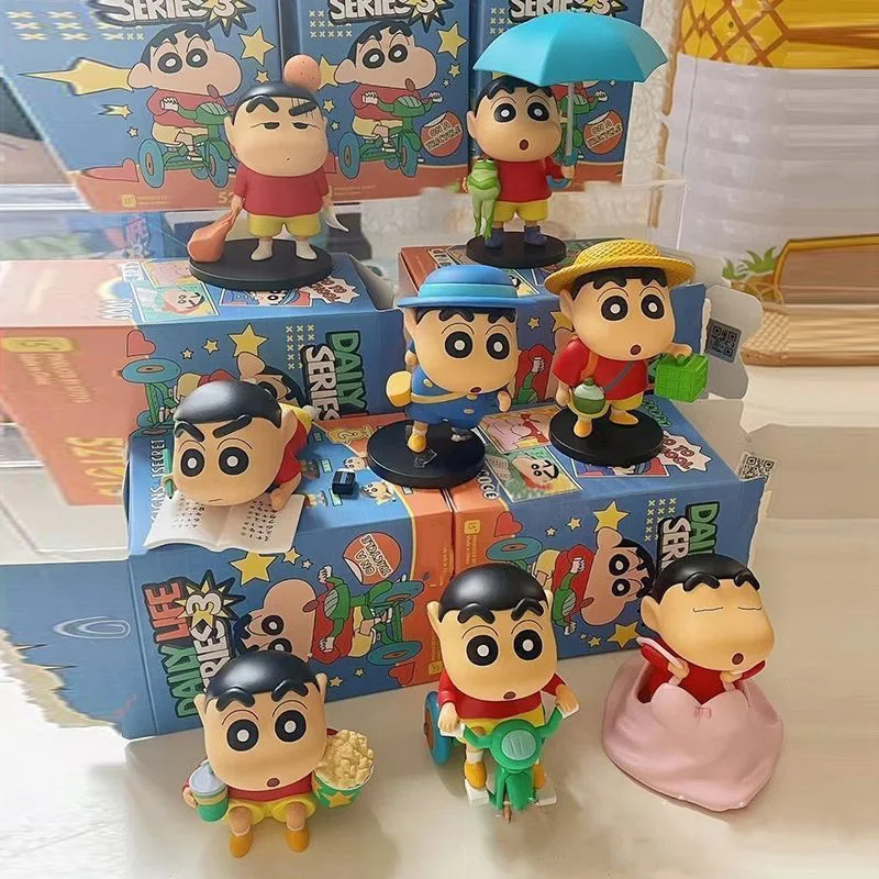 Hot Anime Crayon Shin Chan Blind Box Täglichen Leben Serie 3RD Generation Blind Box Puppe Spielzeug Serie Modell Handgemachte Ornament Junge geschenk