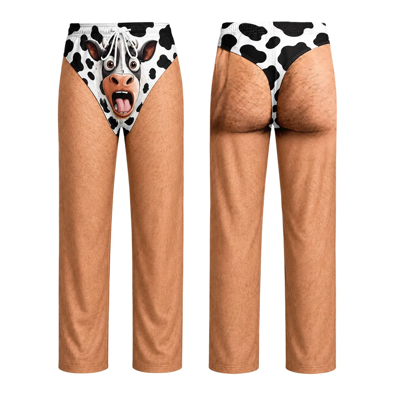 Male Women Men's funny Christmas Halloween themed underwear with 3D printing visually illusory humorous personalized long pants