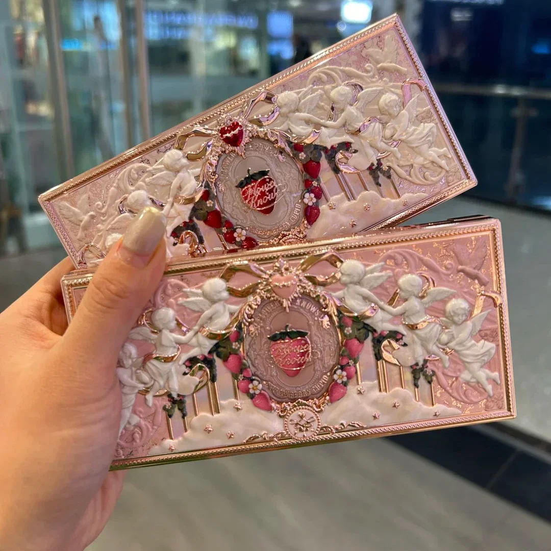 Flower Knows – crème à lèvres mate velours cupidon fraise, poudre pressée, ensemble de fard à joues liquide, maquillage léger longue durée