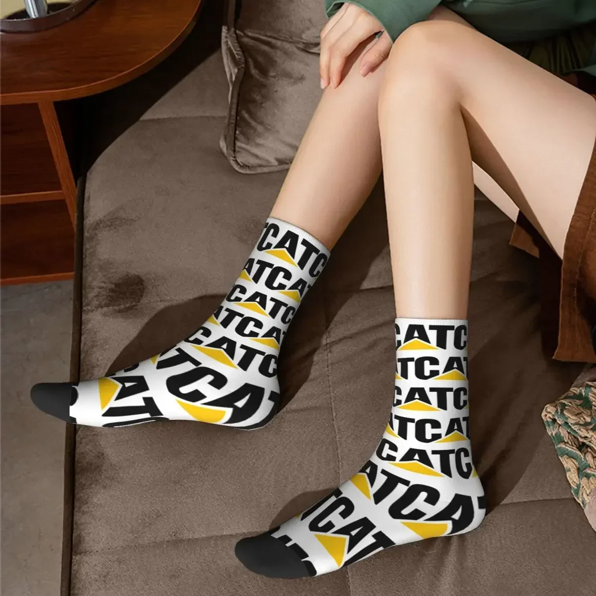 Calcetines largos con logotipo de caterpillar para hombre y mujer, medias Harajuku de alta calidad, accesorios para todas las estaciones, regalo de cumpleaños