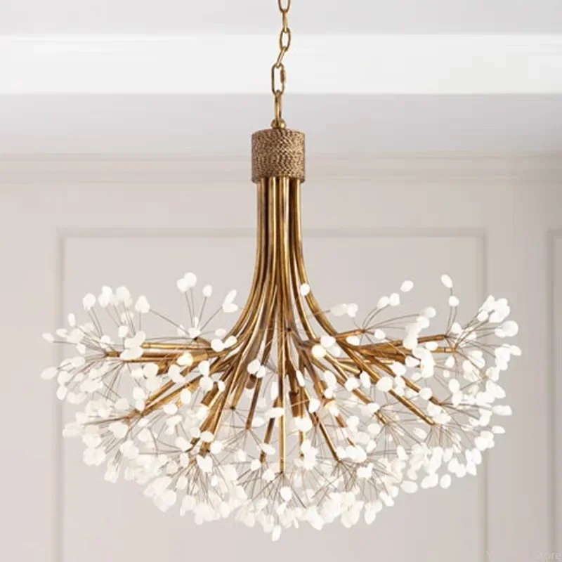 

GHJUYIOL European romantic white bedroom pendant light, Nordic minimalist French fireworks shaped personalized light