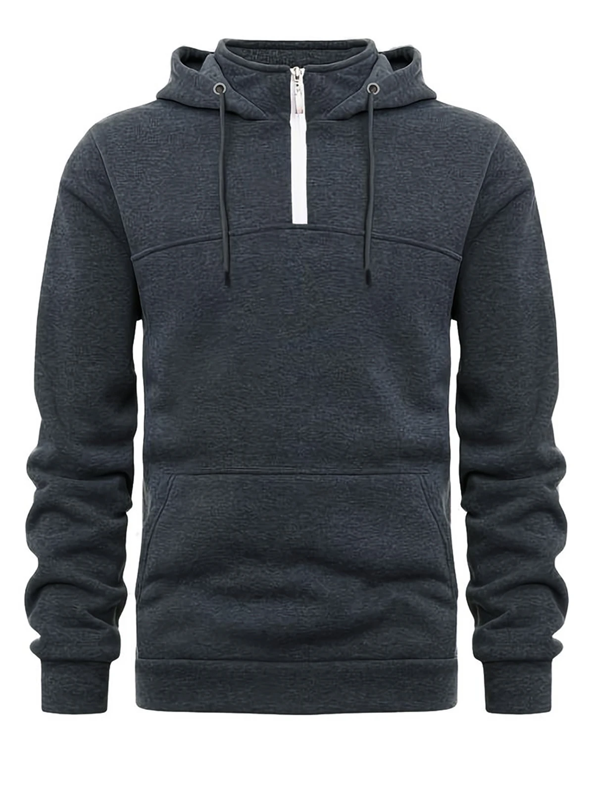 Men Black Half Zip Long Sleeve Pullover Front Pocket Fake 2 Pieces Casual Autumn Winter Loose Sweatshirt Streetwear Tops Hoodies