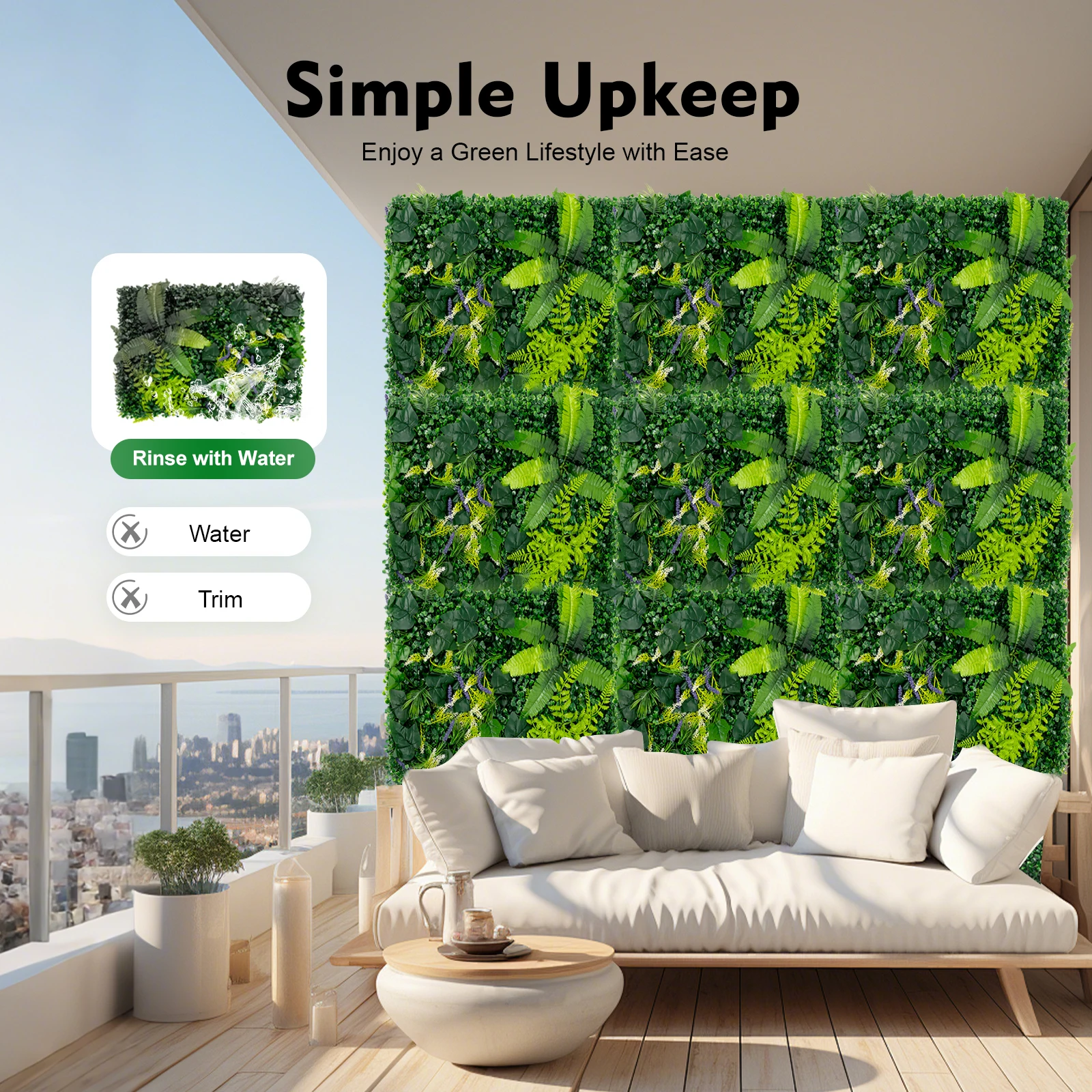 6 Stück 40*60cm Künstliche Grünwand Künstlicher Gras-Hintergrund Grüne Wände für Innen- und Außendekoration von Fenstern – Detail 4