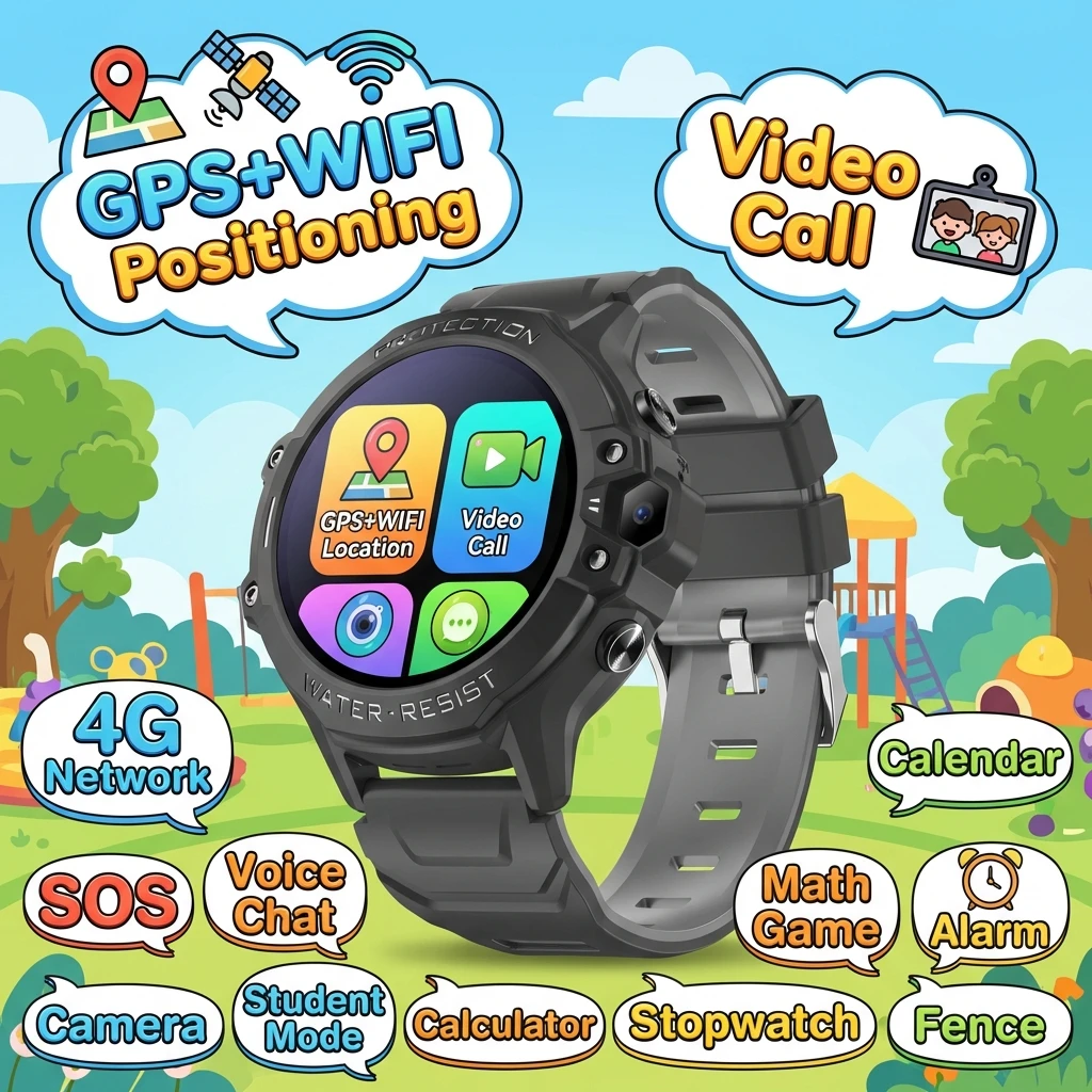 

Детские умные часы 4G с GPS, Wi-Fi, видеозвонками, голосовым мониторингом, SOS, простой настройкой через приложение