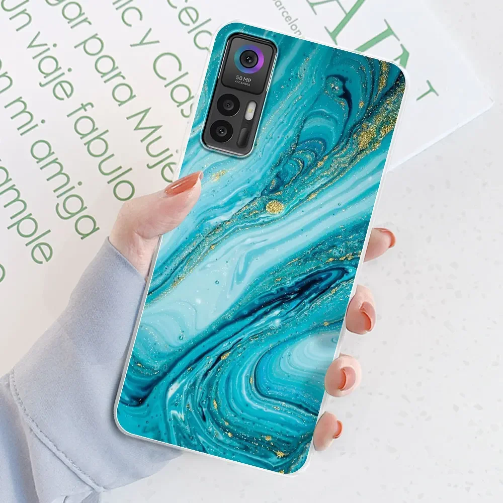 For TCL 30 Plus Case For TCL 30 5G Flower Printing Transparent Silicone Soft Phone Case Cover Coque Bumper For TCL 30 30+ Fundas