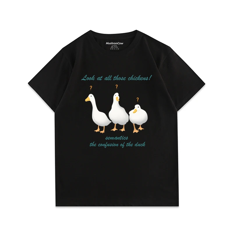 

Men's T-shirt Cotton three Duck print short-sleeved T-shirt Harajuku y2k casual O-neck short-sleeved unisex