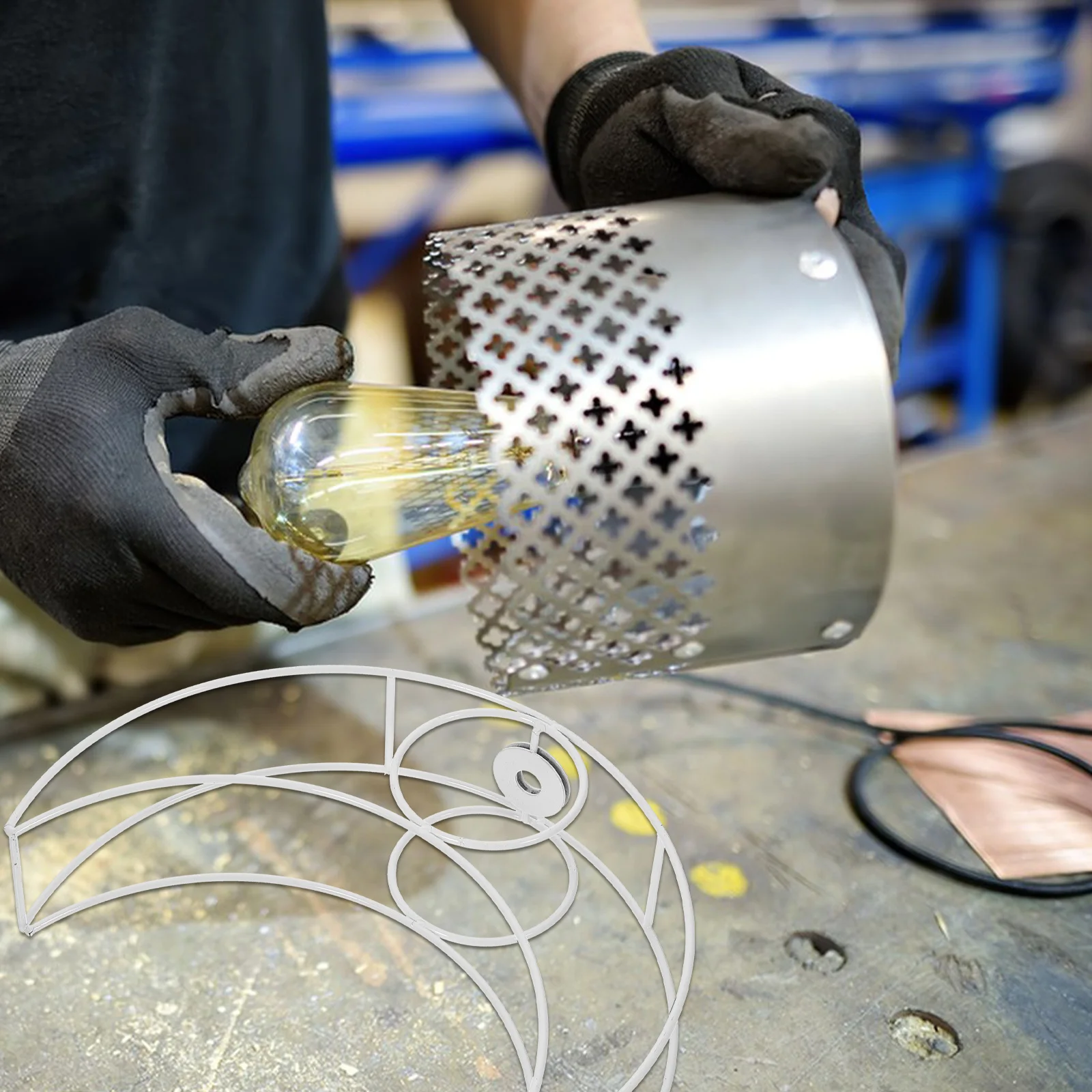 

Moon Shape Lampshade Frame Iron Stable for Desk Table Lamp Cage Replacement Metal DIY Lamp Shade Frame