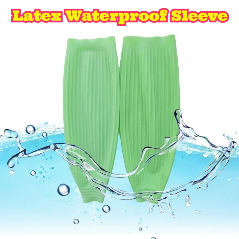 Long Latex Oversleeve Waterproof Acid Alkali Resistant Oil Proof Kitchen Canteen Seafood Cleaning Household Labor Arm Protection