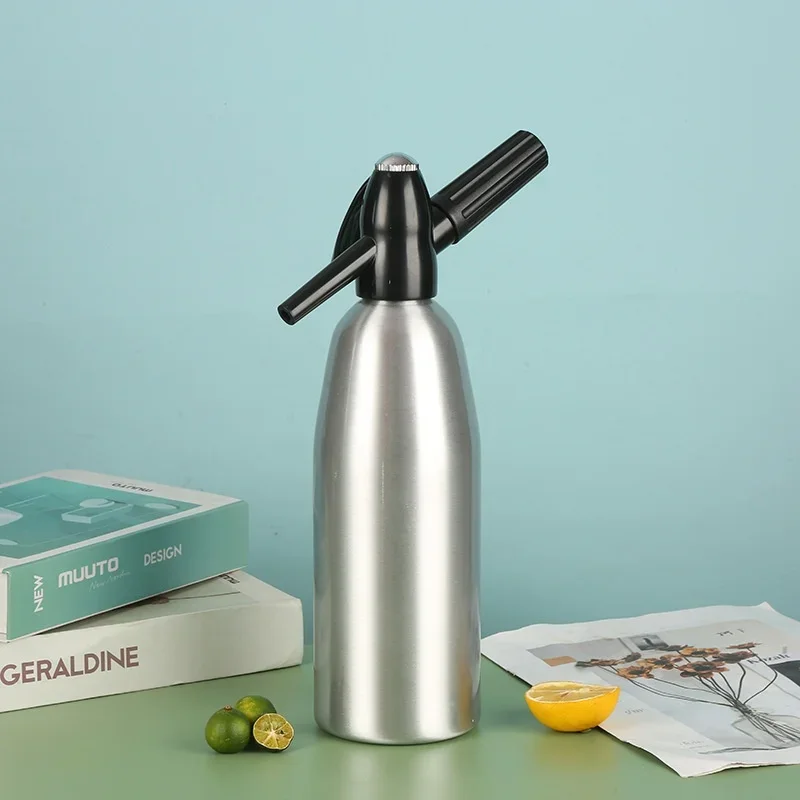 Siphon à Soda 1L En Aluminium - Machine DIY Eau Pétillante, Distributeur CO2 Pour Cocktails Et Boissons Gazeuses