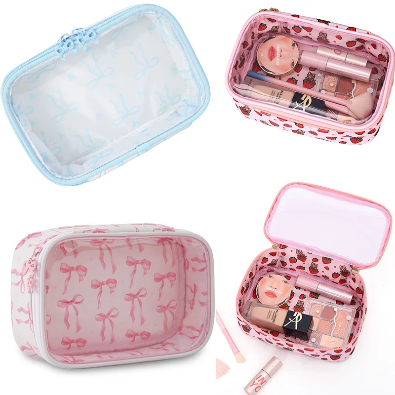 Bow Three-dimensional Transparent Cosmetic Bag Beach Vacation Bikini Storage Bag Outdoor Waterproof Washroom Wtorage Organizer