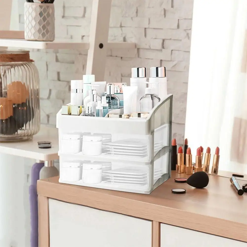 Plastic Drawer Makeup Storage Box Dormitory Finishing Shelf Cosmetics Skin Care Dressing Table Desktop Stationery Box