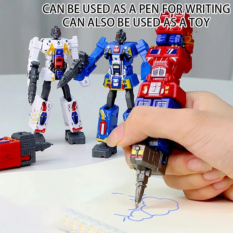 Funny Creative Warrior Transformation Pen Toy Educational Boys Deformed Robot Action Figures Mecha Toys for Children Gift