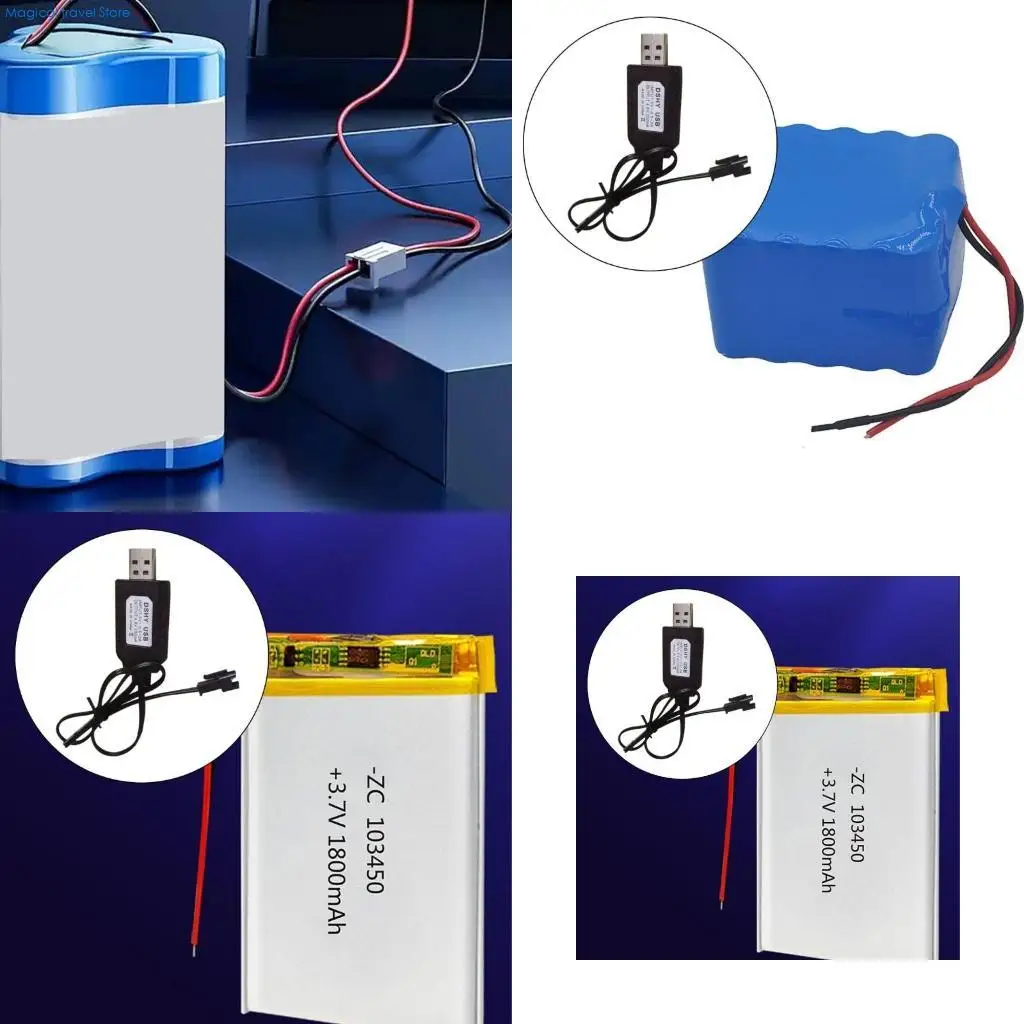 N2UB 2Pcs 4.8V 250mA USB Charging Cable with SM2.0 2P Plug Adapter for Old Version Excavators and Vehicles