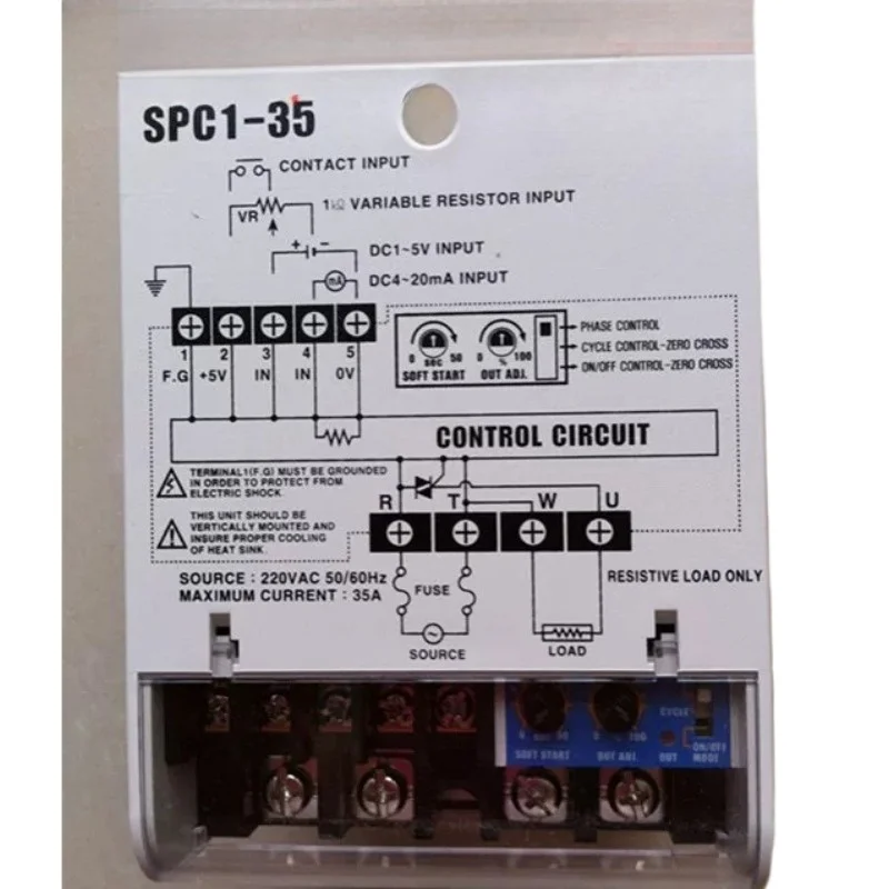 SPC1-35 SPC1-50-E Single Phase Power Controller SCR Voltage Regulator 4-20mA 1-5V DC Signal for Resistance Heating Load