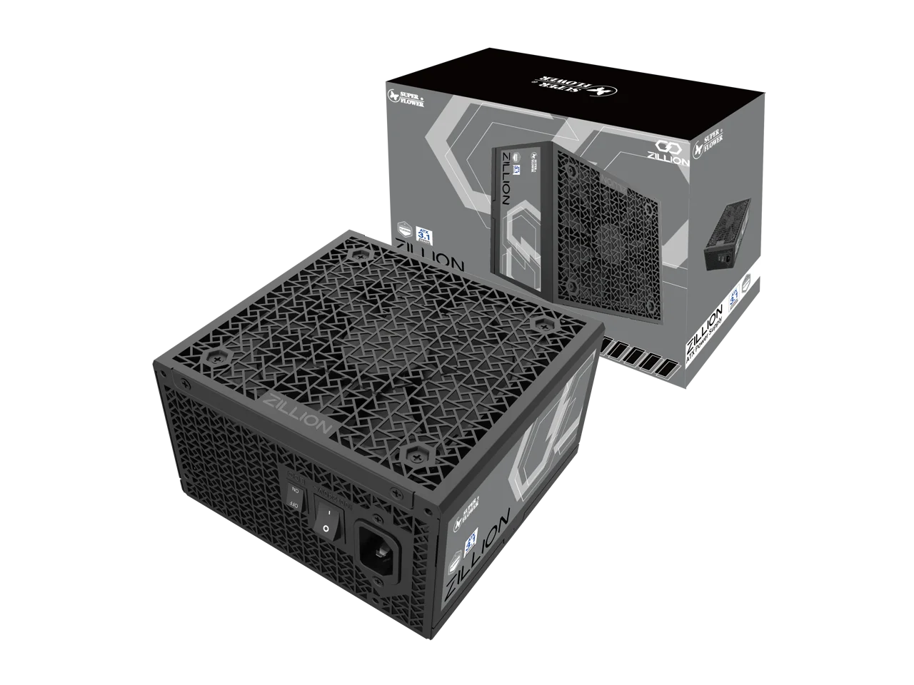 Super Flower Zillion FP 1200W Cybenetics Platinum, Full Modular Embossed Cables, ATX 3.1 / PCIe 5.1, W/12V-2x6 Native Cable, Power Supply, FDB Fan, SF-1200Z12FG, Black version
