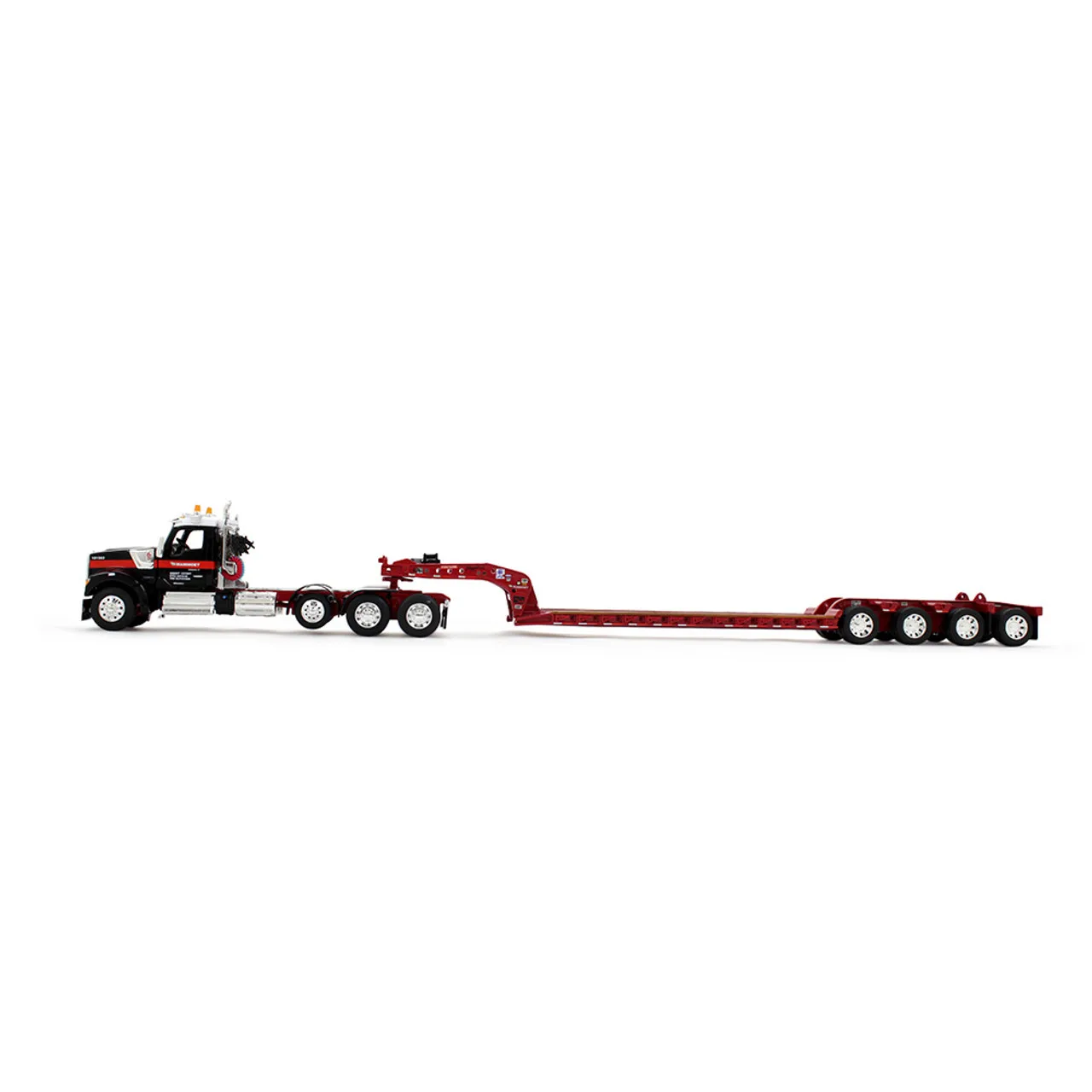 DCP FG Mammoet Kenworth W990 Heavy Haul Day Cab & Fontaine Magnitude Tri-Axle Lowboy Trailer With Flip Tail Diecast Model Car