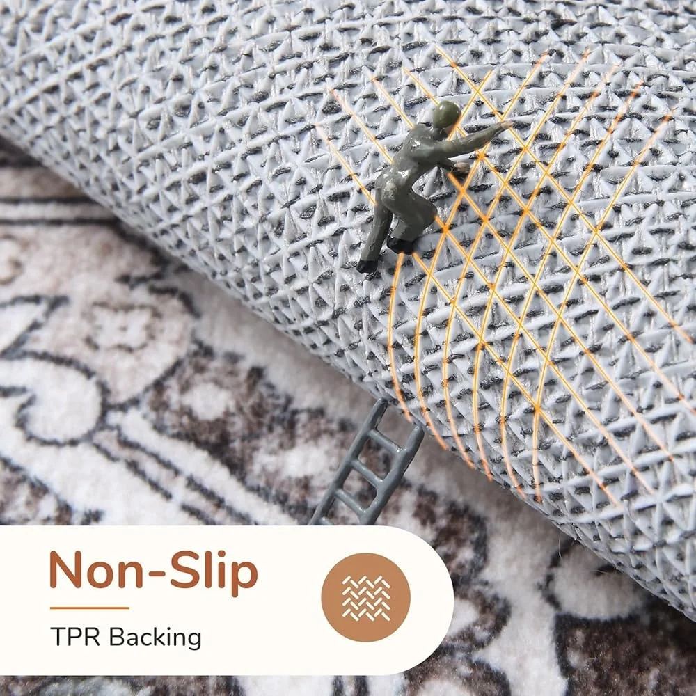 Non Slip Faux Cashmere Area Rug 5x7 Machine Washable Ultra Soft Low Pile Carpet High Traffic Areas