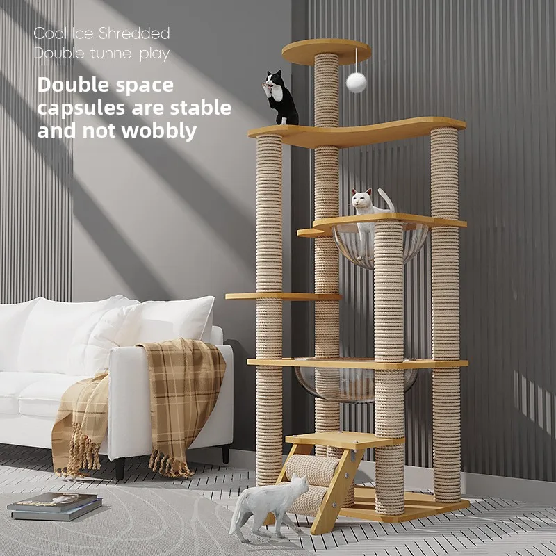 

Multi-Level Cat Furniture with Integrated Sisal Scratching Posts, Durable Pod-Style Beds & Multi-Cat Platform