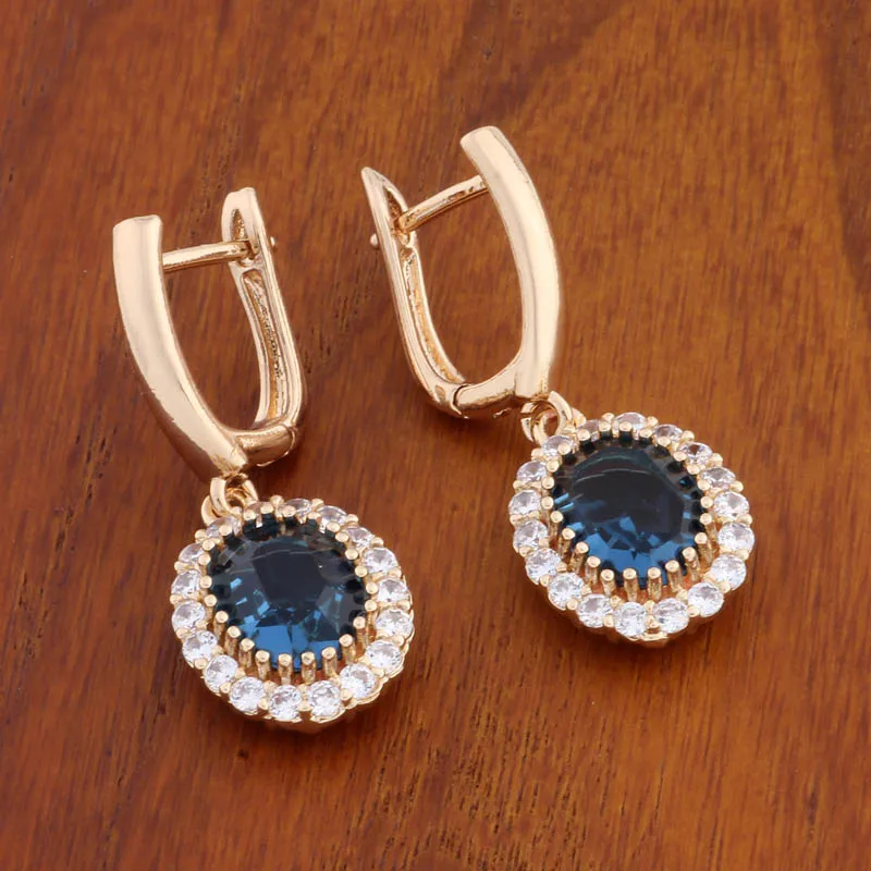 Trendy Gold Color Geometry Drop Earrings for Women Unusual Natural Zircon Accessories Daily Fashion Jewelry