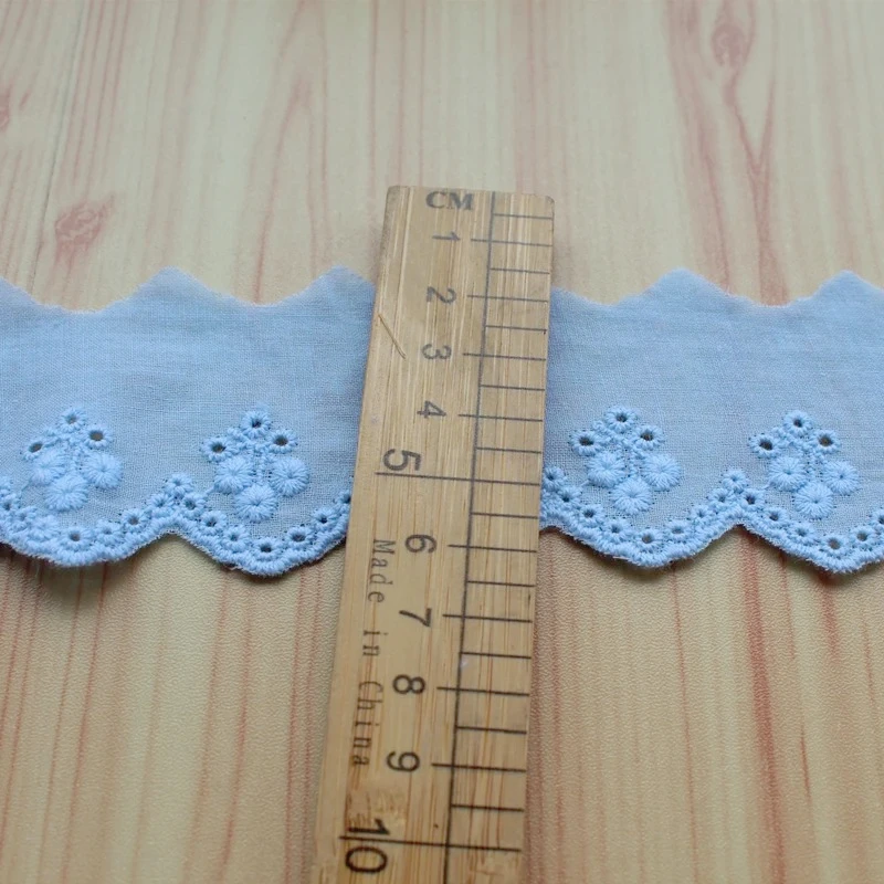 Cotton Floral Embroidery Flower Hollow Cotton Cloth Lace Trim, 5Yard, 4.5 cm Wide, Fabric Clothes Cuffs, Skirt Hem Accessories