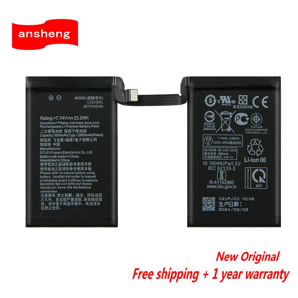 Original C21P2001 Battery For ASUS ROG Phone 5 5S Pro ZS673KS I005DA I005DB Smart Phone