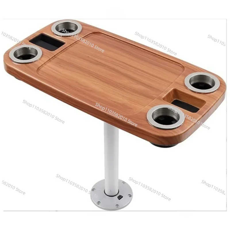 Suitable for brown square boat table, built-in cup holder, boat base and lock packaging, durable plastic material