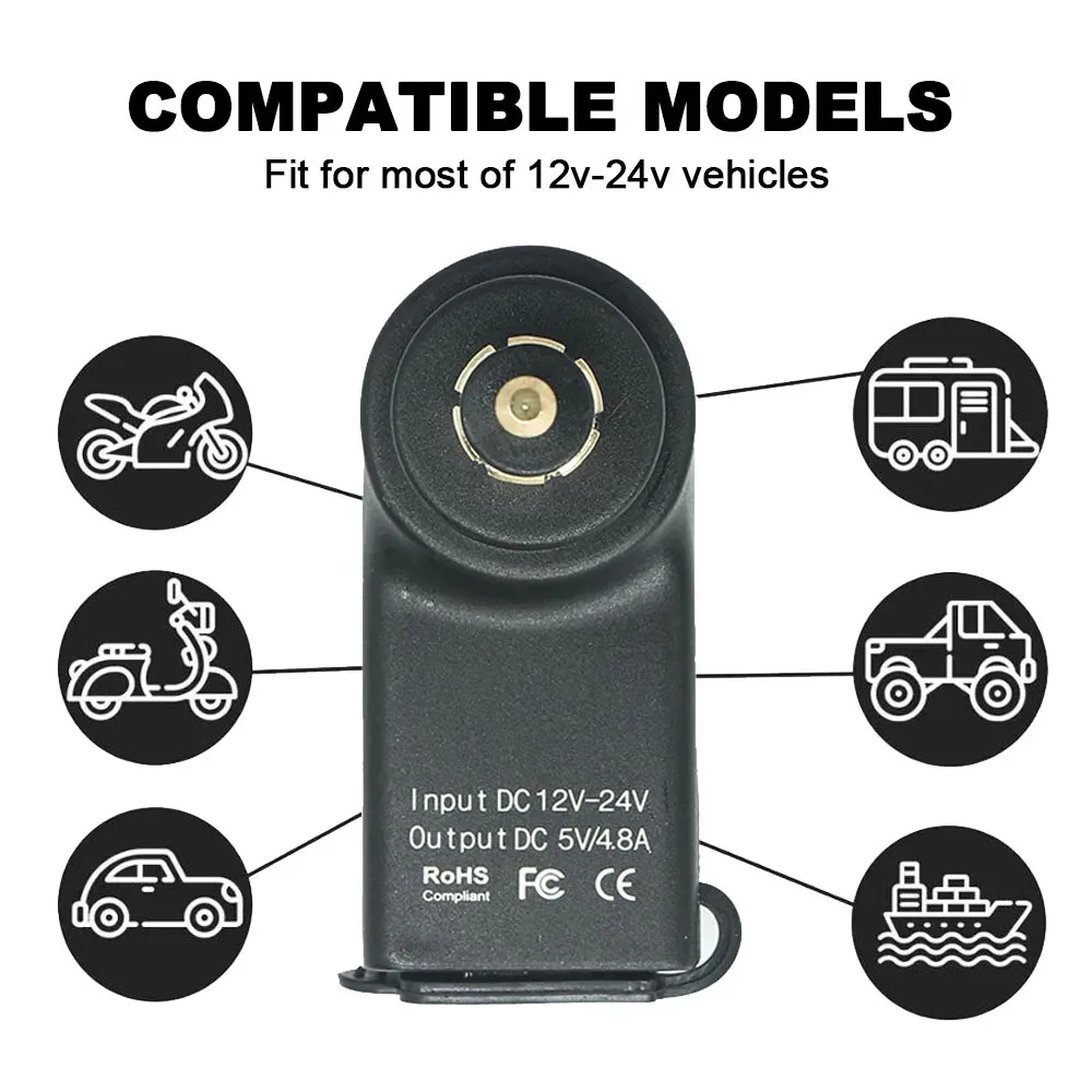 Adaptador de alimentação para carregador usb duplo de motocicleta, 12-24v, para bmw r1200rt r1200gs r1250gs f850gs f700gs s1000xr para hella din tomada