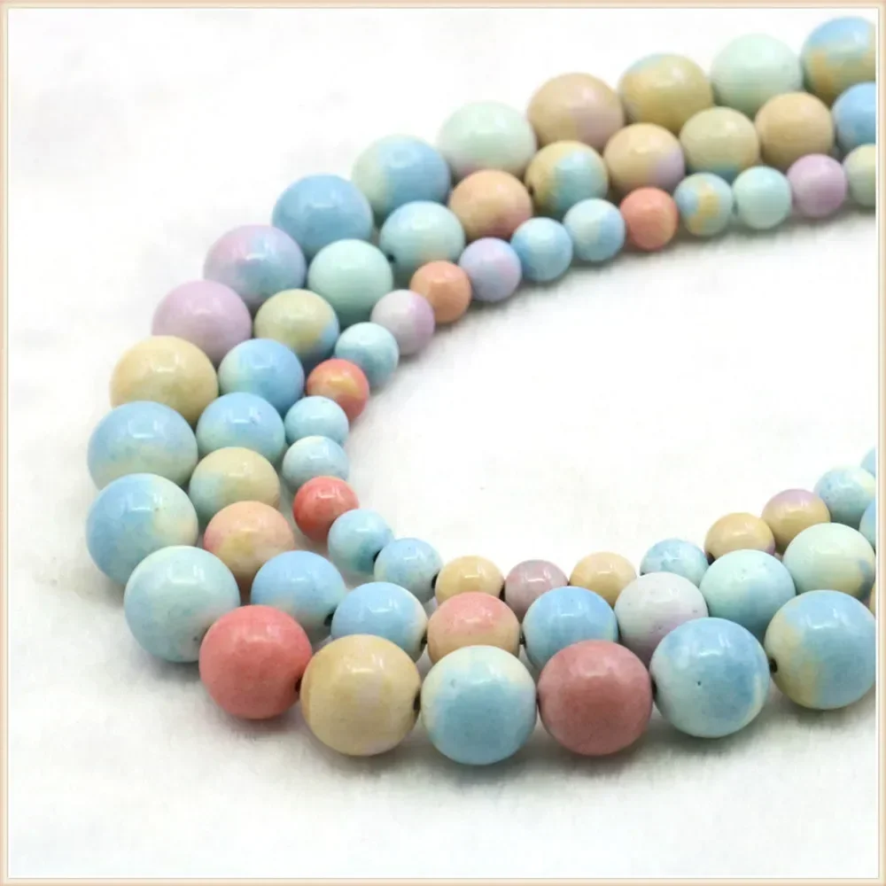 6/8/10mm Round Multicolor Rainbow Anion Oxide Stone Loose Beads Natural Handmade Accessories Fashion Jewelry Making Design Women